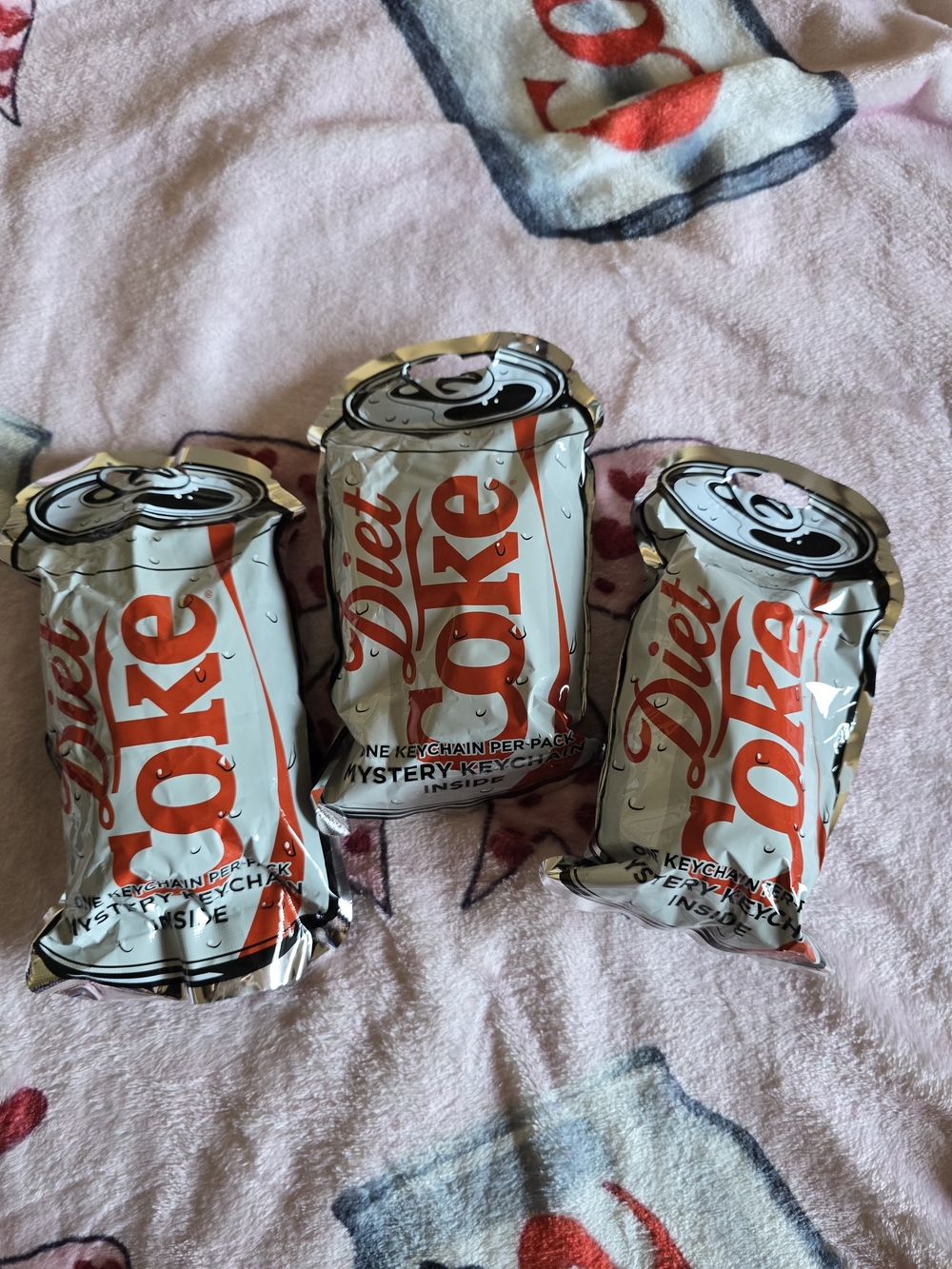 Diet Coke Mystery Keychain - Silver & Red Novelty Can